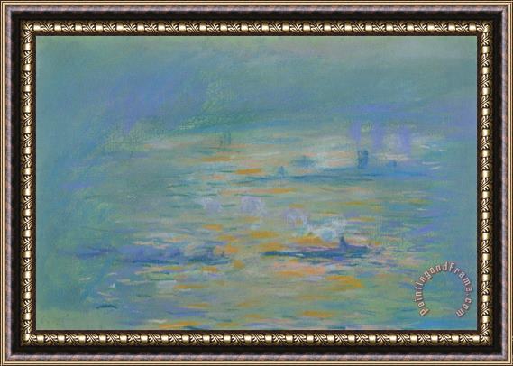 Claude Monet Tugboats On The River Thames Framed Painting