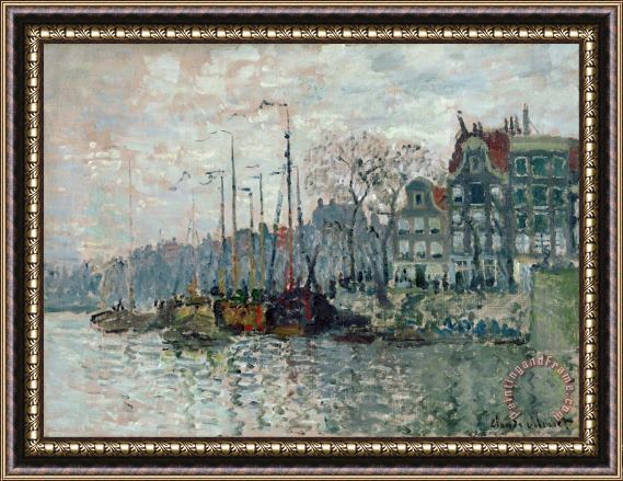 Claude Monet View of The Prins Hendrikkade And The Kromme Waal in Amsterdam Framed Painting