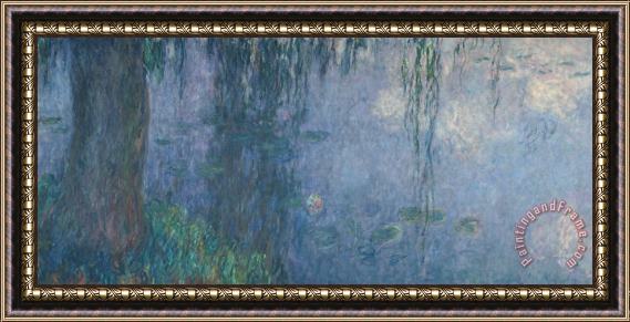 Claude Monet Waterlilies Morning With Weeping Willows Framed Painting
