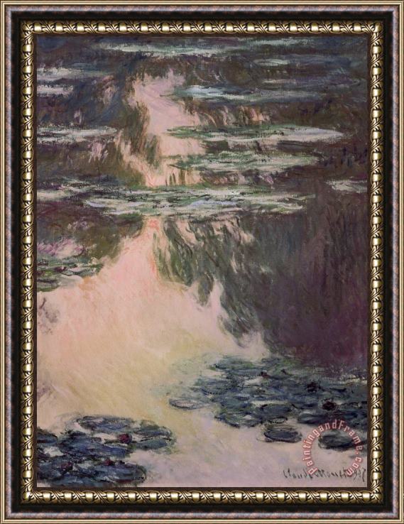 Claude Monet Waterlilies with Weeping Willows Framed Painting
