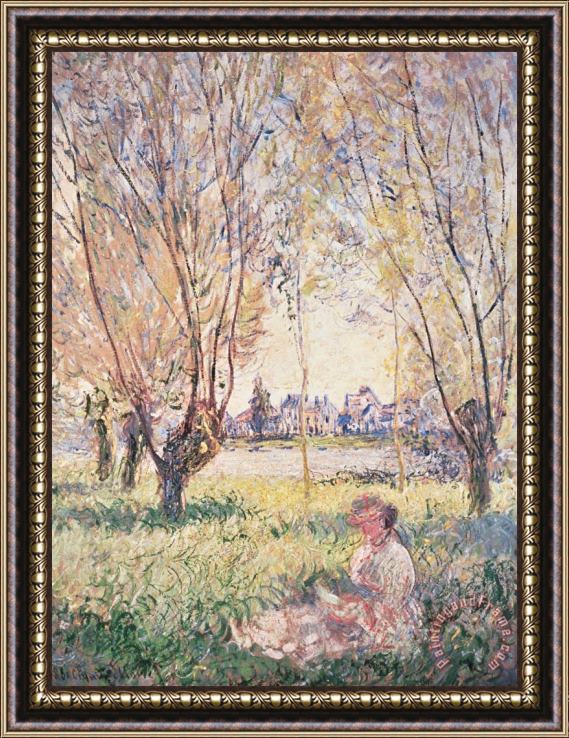 Claude Monet Woman Seated Under The Willows Framed Painting