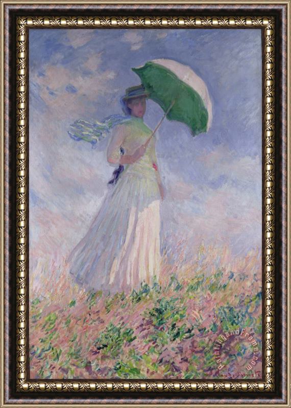 Claude Monet Woman with a Parasol turned to the Right Framed Painting