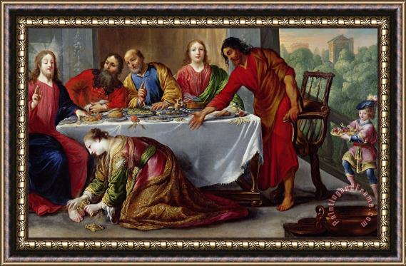 Claude Vignon Christ in the House of Simon the Pharisee Framed Painting