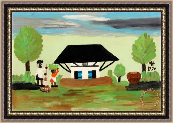 Clementine Hunter African House, 1970 Framed Painting