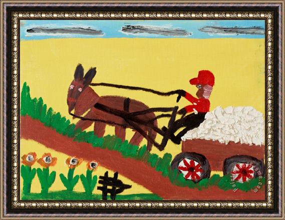 Clementine Hunter Cotton Cart Framed Painting
