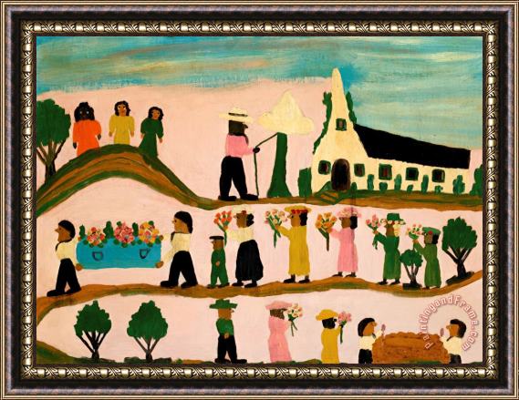 Clementine Hunter Funeral, 1957 Framed Painting