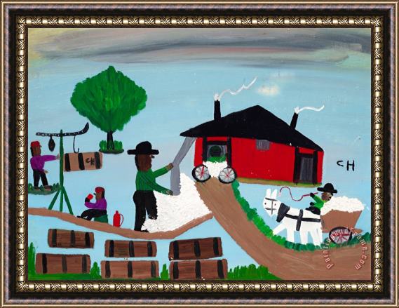 Clementine Hunter The Cotton Gin, 1950 Framed Painting