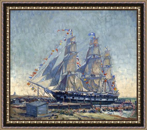 Clifford Warren Ashley Ship Charles W. Morgan at Round Hill Framed Painting