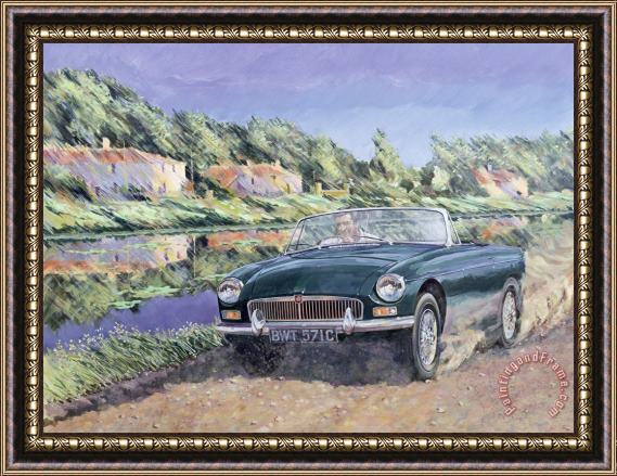 Clive Metcalfe Mgb By A French Canal Framed Painting