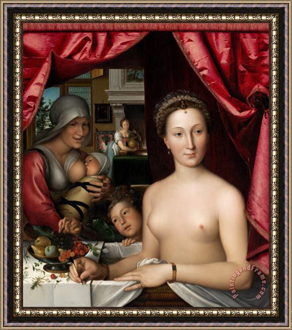 Clouet, Francois A Lady in Her Bath Framed Painting