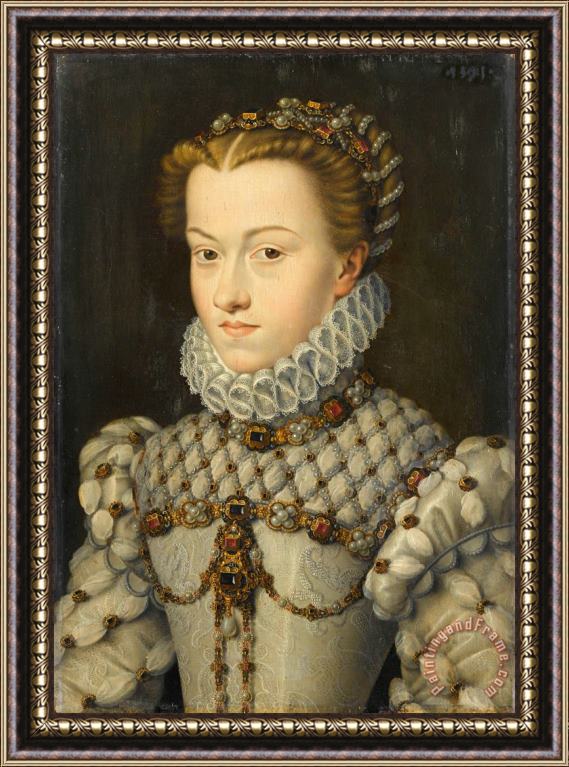 Clouet, Francois Elisabeth of Austria (ca. 1571) Framed Painting