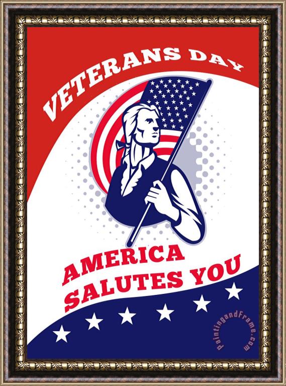 Collection 10 American Patriot Veterans Day Poster Greeting Card Framed Painting