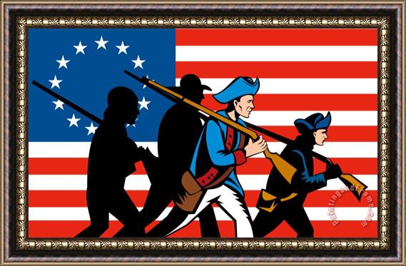 Collection 10 American revolutionary soldier marching Framed Print