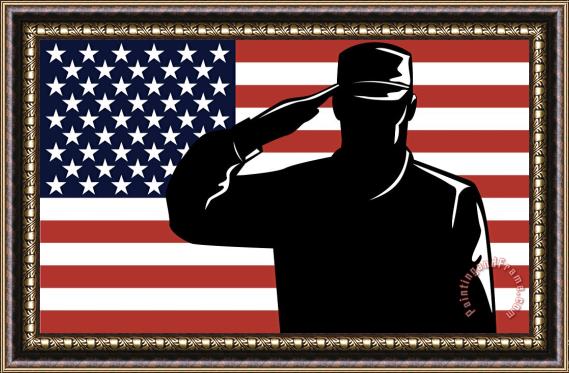 Collection 10 American Soldier salute Framed Painting