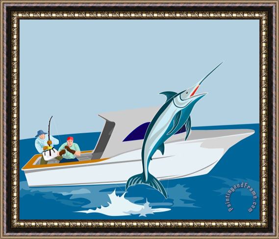 Collection 10 Blue marlin jumping Framed Print