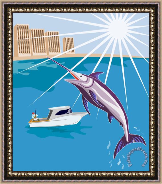 Collection 10 Blue Marlin jumping Framed Print