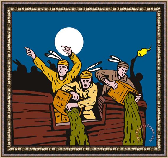 Collection 10 Boston Tea Party Raiders Retro Framed Painting