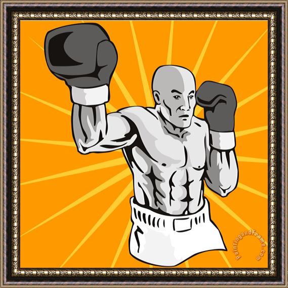 Collection 10 Boxer Boxing Knockout Punch Retro Framed Print