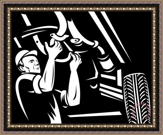 Collection 10 Car Mechanic Working Framed Painting
