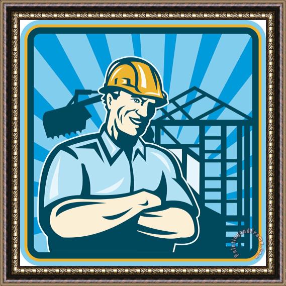 Collection 10 Construction Engineer Foreman Worker Framed Painting