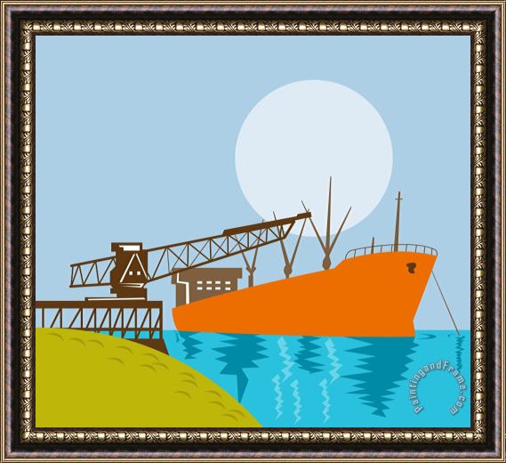 Collection 10 Crane Loading A Ship Framed Print