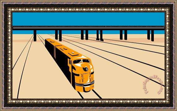 Collection 10 Diesel Train High Angle Retro Framed Print