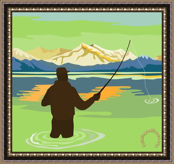 Collection 10 Fly Fisherman Casting Framed Painting
