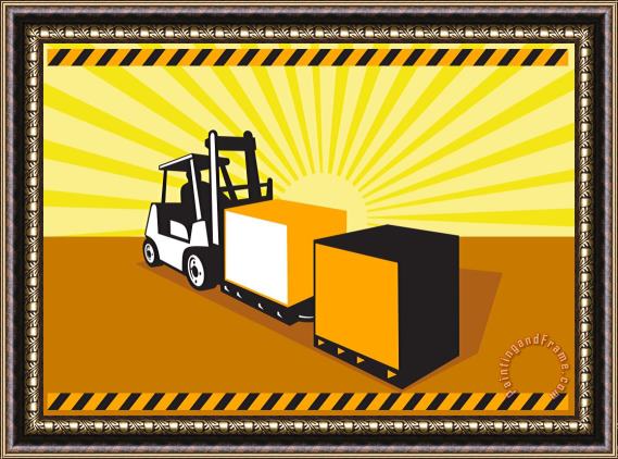 Collection 10 Forklift Truck Materials Handling Retro Framed Print