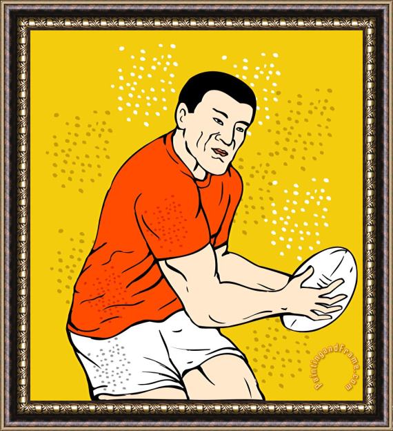 Collection 10 Japanese Rugby Player Passing Ball Framed Print