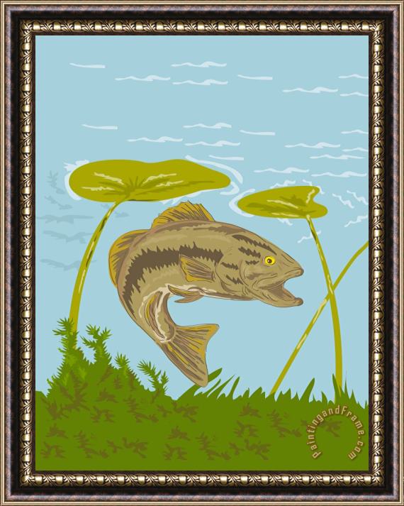 Collection 10 Largemouth Bass Fish Swimming Underwater Framed Print