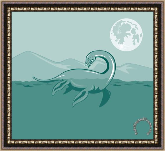 Collection 10 Loch Ness Monster Retro Framed Print