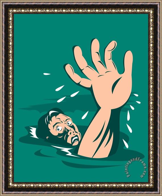 Collection 10 Man Reaching for Help Drowning Framed Print