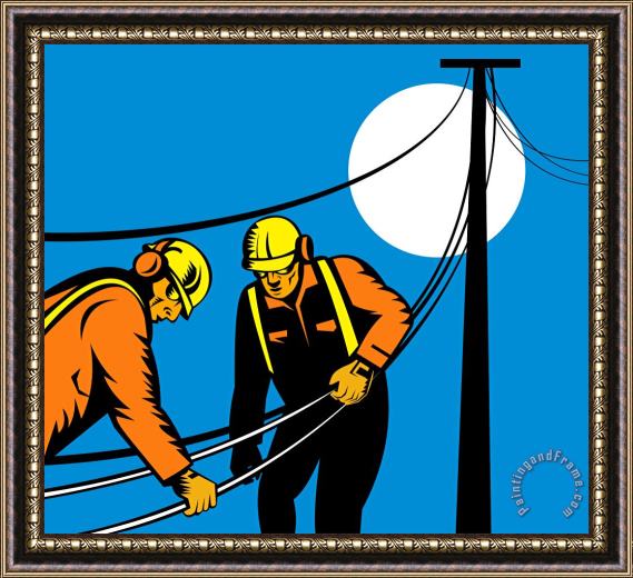 Collection 10 Power Lineman Telephone Repairman Electrician Framed Print