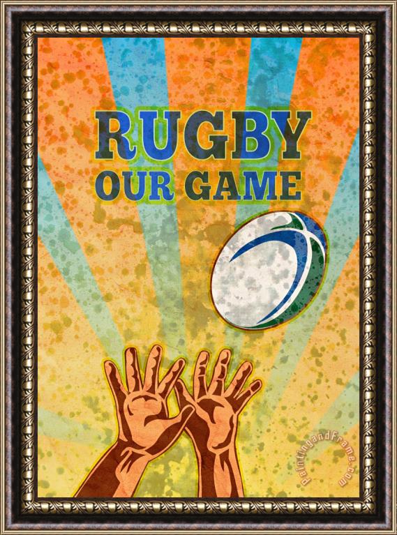 Collection 10 Rugby Player Hands Catching Ball Framed Print