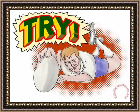Collection 10 Rugby Player Scoring A Try Framed Print