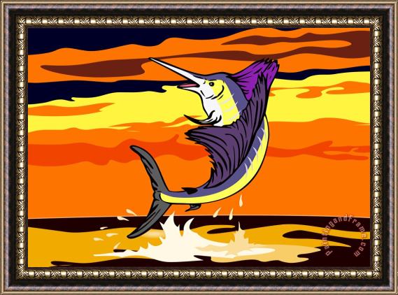 Collection 10 Sailfish Jumping retro Framed Painting