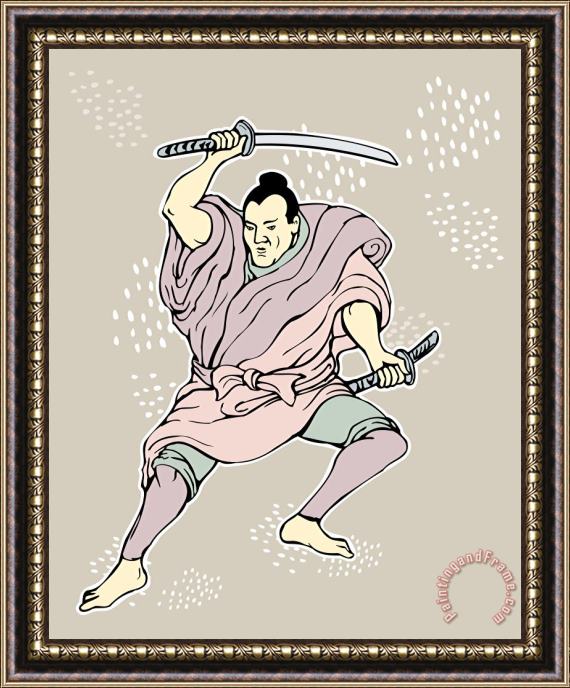 Collection 10 Samurai warrior with katana sword Framed Painting