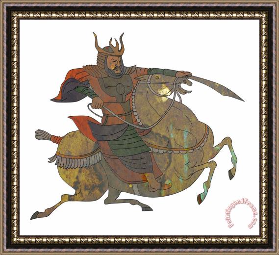 Collection 10 Samurai warrior with sword riding horse Framed Print