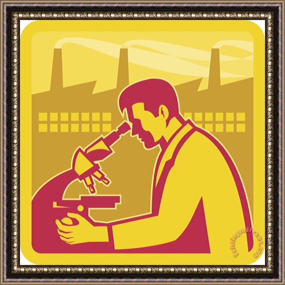 Collection 10 Scientist Researcher Factory Building Retro Framed Painting