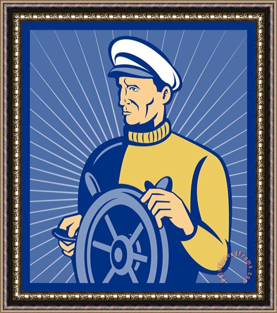 Collection 10 Ship Captain At The Helm Framed Print