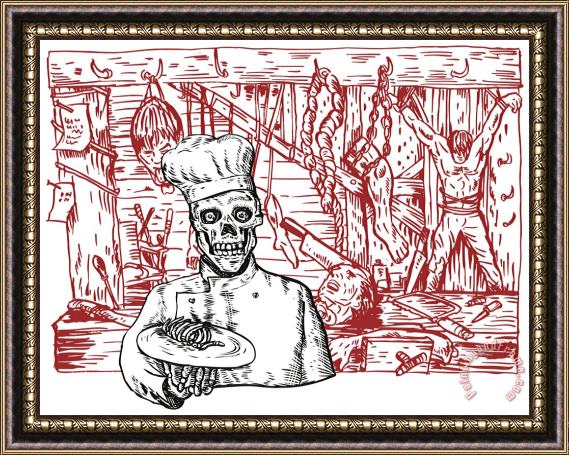 Collection 10 Skull Cook Framed Painting