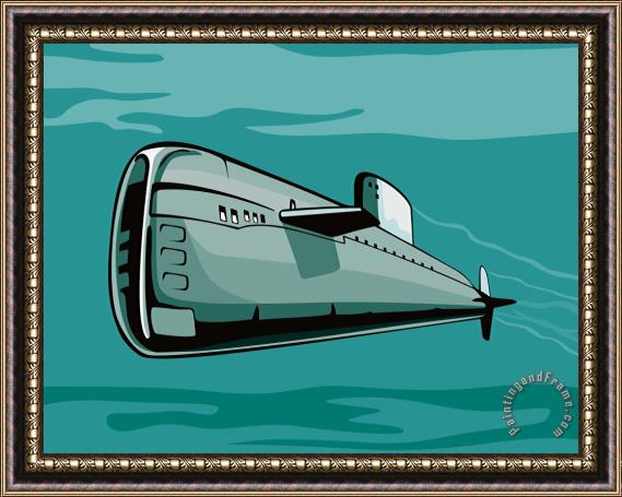 Collection 10 Submarine Boat Retro Framed Painting