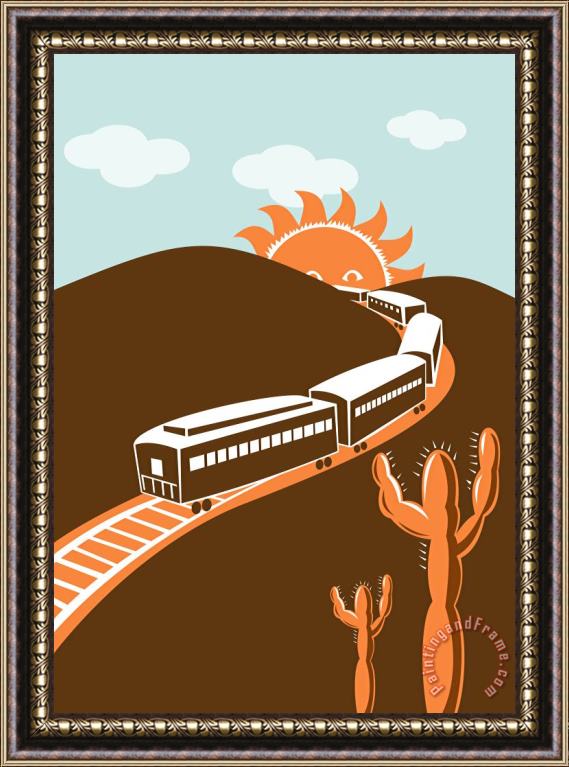 Collection 10 Train desert cactus Framed Painting