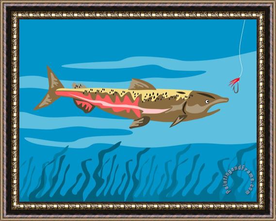 Collection 10 Trout Fish Retro Framed Painting