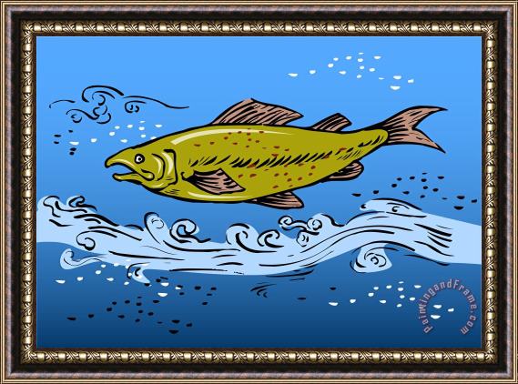 Collection 10 Trout Fish Swimming Underwater Framed Print