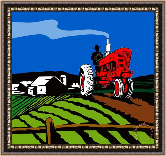 Collection 10 Vintage Tractor Retro Framed Painting