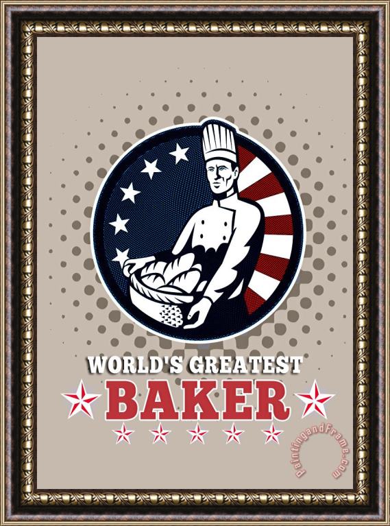 Collection 10 World's Greatest Baker Greeting Card Poster Framed Print