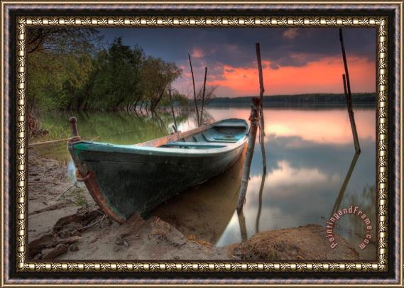 Collection 12 Sunset Boat Framed Print
