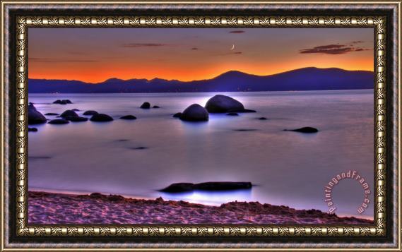 Collection 14 Crescent Moon Above Tahoe Framed Print