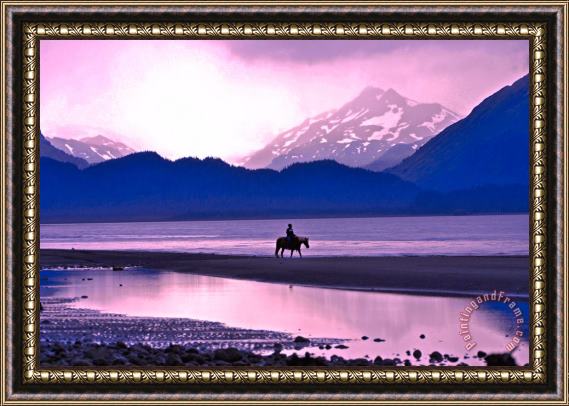 Collection 14 Horseback Riding at Sunset Framed Painting